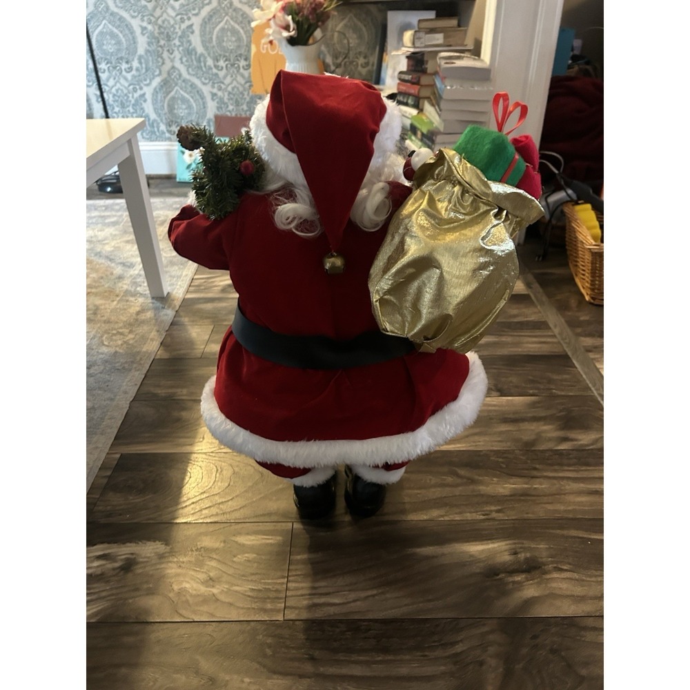 VINTAGE 24" SANTA 2 feet Tall Display Present And Tree Holding - Picture 5 of 8